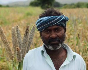 Farmer with Pearl Millet